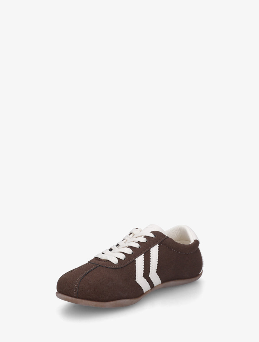 Baskets en suédine à bandes contrastantes - Marron - 3