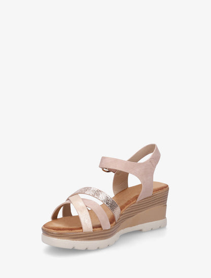 Sandales compensées brides croisées - Rose - 3