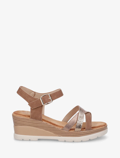 Sandales compensées brides croisées - Taupe - 5