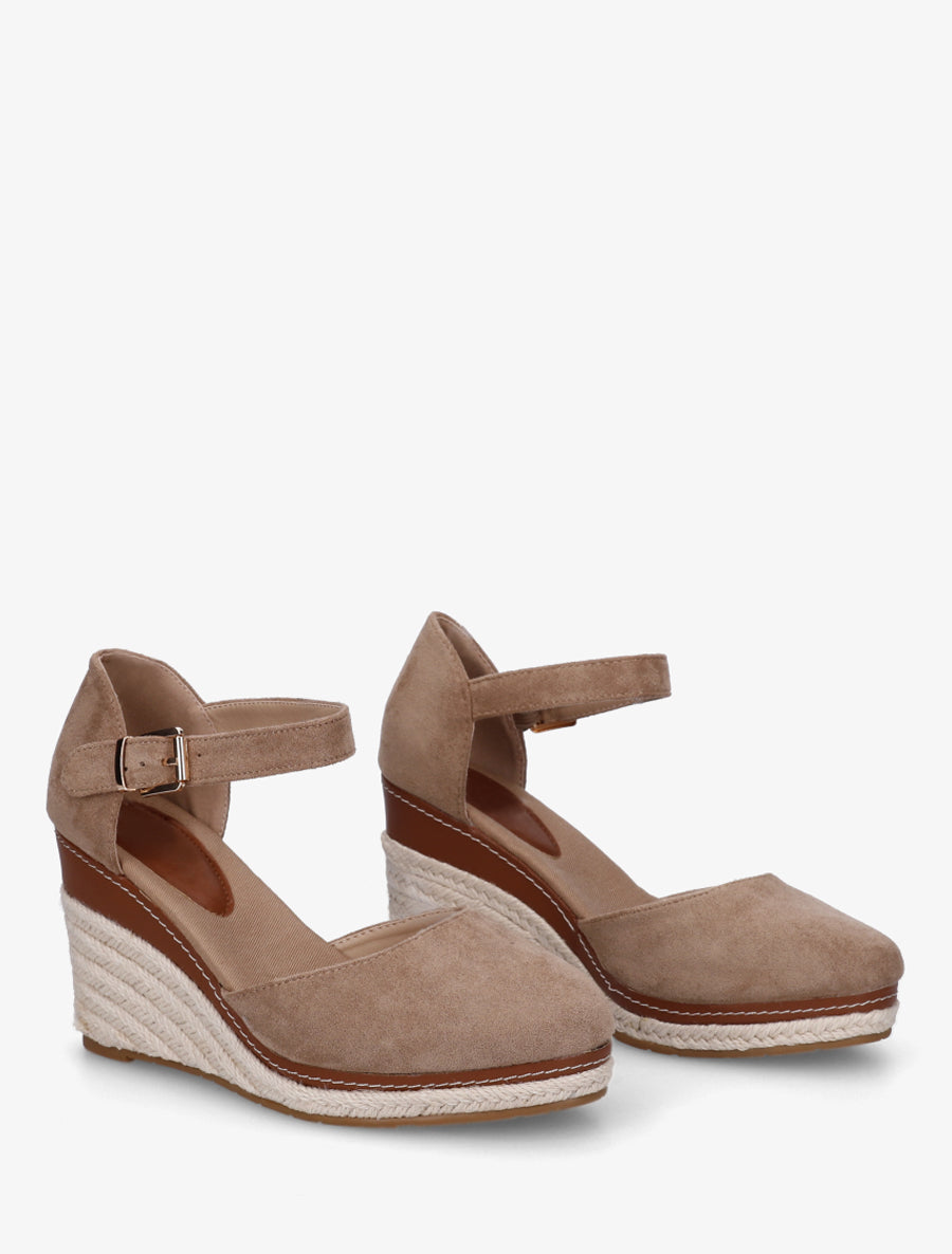 Espadrilles compensées en suédine - Taupe - 4