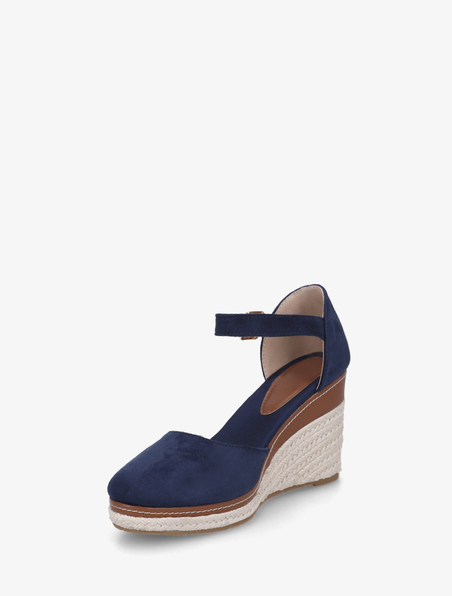 Espadrilles compensées en suédine - Marine - 3