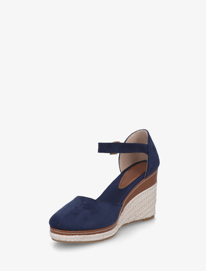 Espadrilles compensées en suédine - Marine - 3