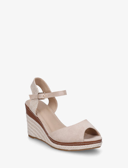 Sandales compensées à contrefort imprimé damier - Beige - 2