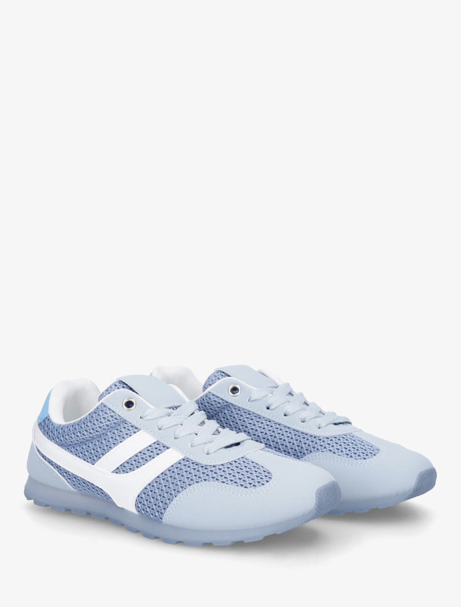 Baskets en maille à contrefort contrastant - Bleu clair - 4