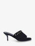 Mules en suédine à franges et clous - Noir - 1