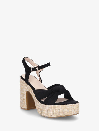 Sandales à plateforme brides croisées en suédine - Noir - 2