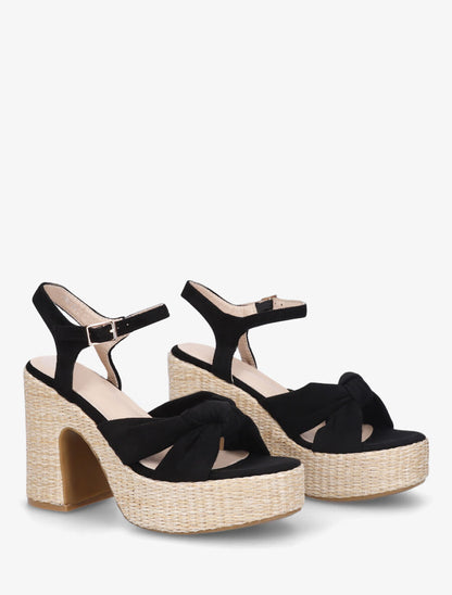 Sandales à plateforme brides croisées en suédine - Noir - 4