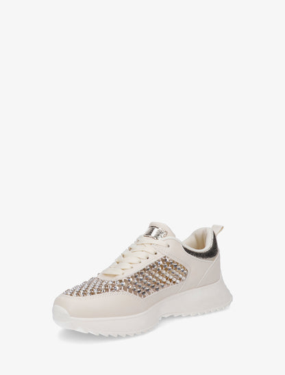 Sneakers ajourées à strass - Beige - 3