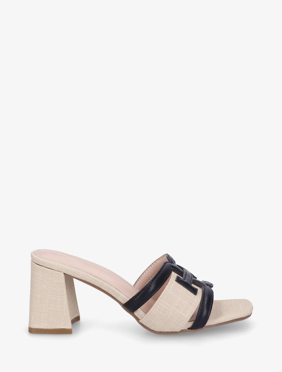 Mules en simili à bride fantaisie - Noir - 1