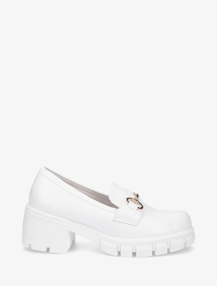 Mocassins chunky en simili - Blanc - 1