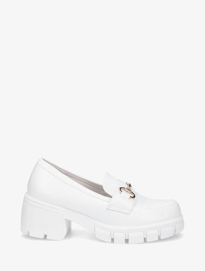 Mocassins chunky en simili - Blanc - 1