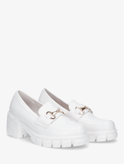 Mocassins chunky en simili - Blanc - 4