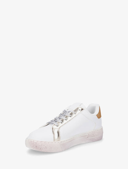 Sneakers en simili à motif étoile - Blanc - 3