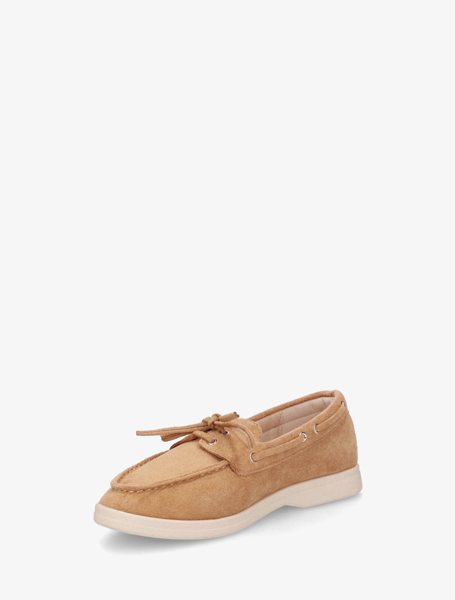 Mocassins en suédine à lacets - Camel - 3