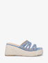 Mules compensées multibrides en toile - Bleu denim - 1