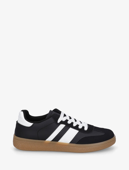Sneakers à bandes contrastantes - Noir - 1