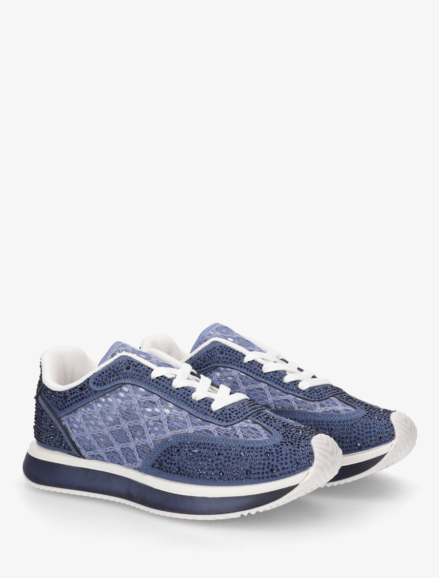 Baskets brodées à strass - Bleu foncé - 4