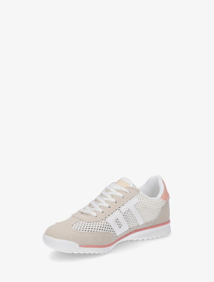 Sneakers bimatière floquées - Beige - 3
