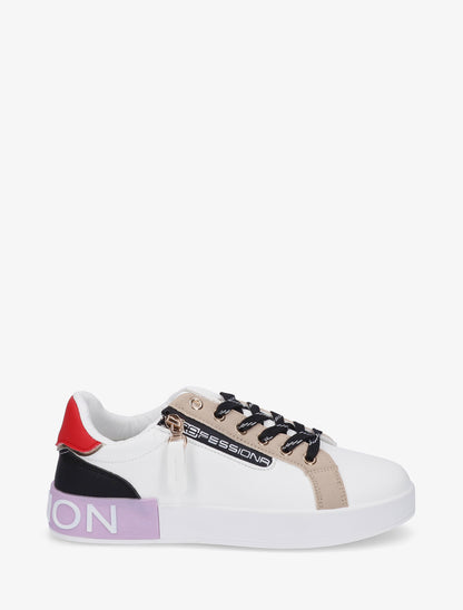 Baskets en simili à bande irisée et zip - Lilas - 1