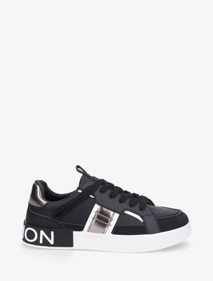 Baskets en simili à bande irisée - Noir - 1