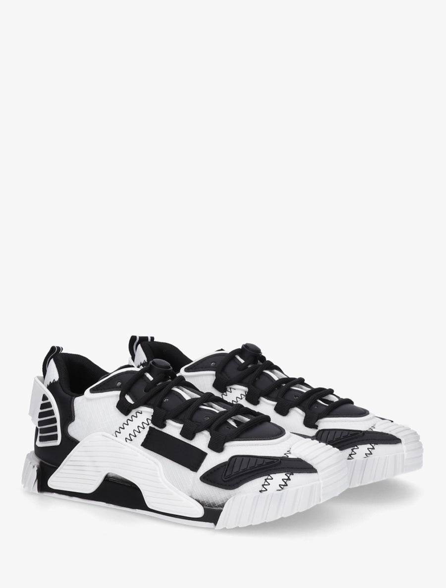 Baskets bimatière à empiècement stylisés - Noir - 4