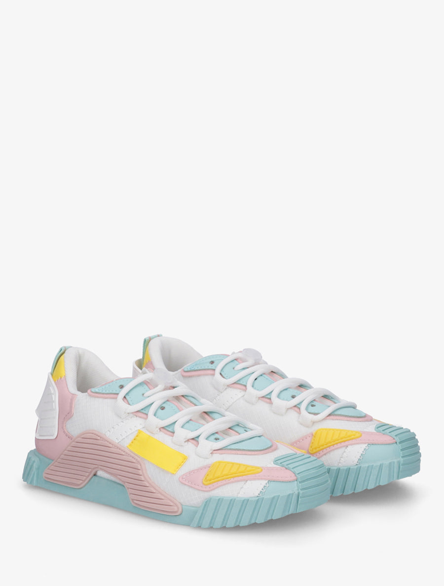 Baskets bimatière à empiècement stylisés - Vert menthe - 4