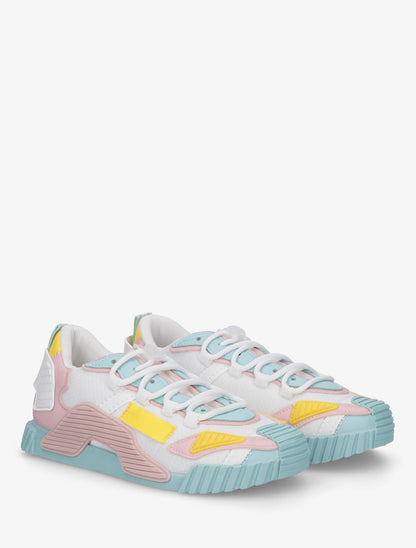 Baskets bimatière à empiècement stylisés - Vert menthe - 4