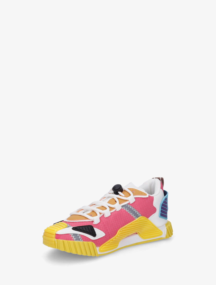 Baskets bimatière à empiècement stylisés - Jaune - 3