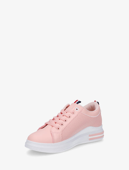 Sneakers piquetés en simili - Rose - 3