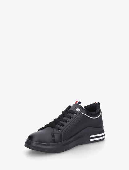 Sneakers piquetés en simili - Noir - 3