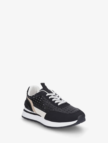 Sneakers à empiècement effet macramé - Noir - 2