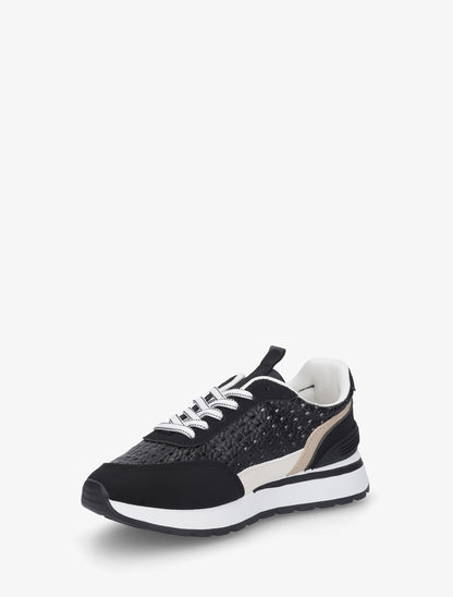 Sneakers à empiècement effet macramé - Noir - 3