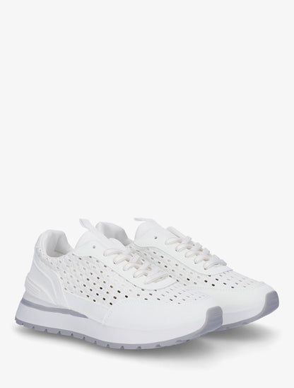 Sneakers à empiècement effet macramé - Blanc - 4