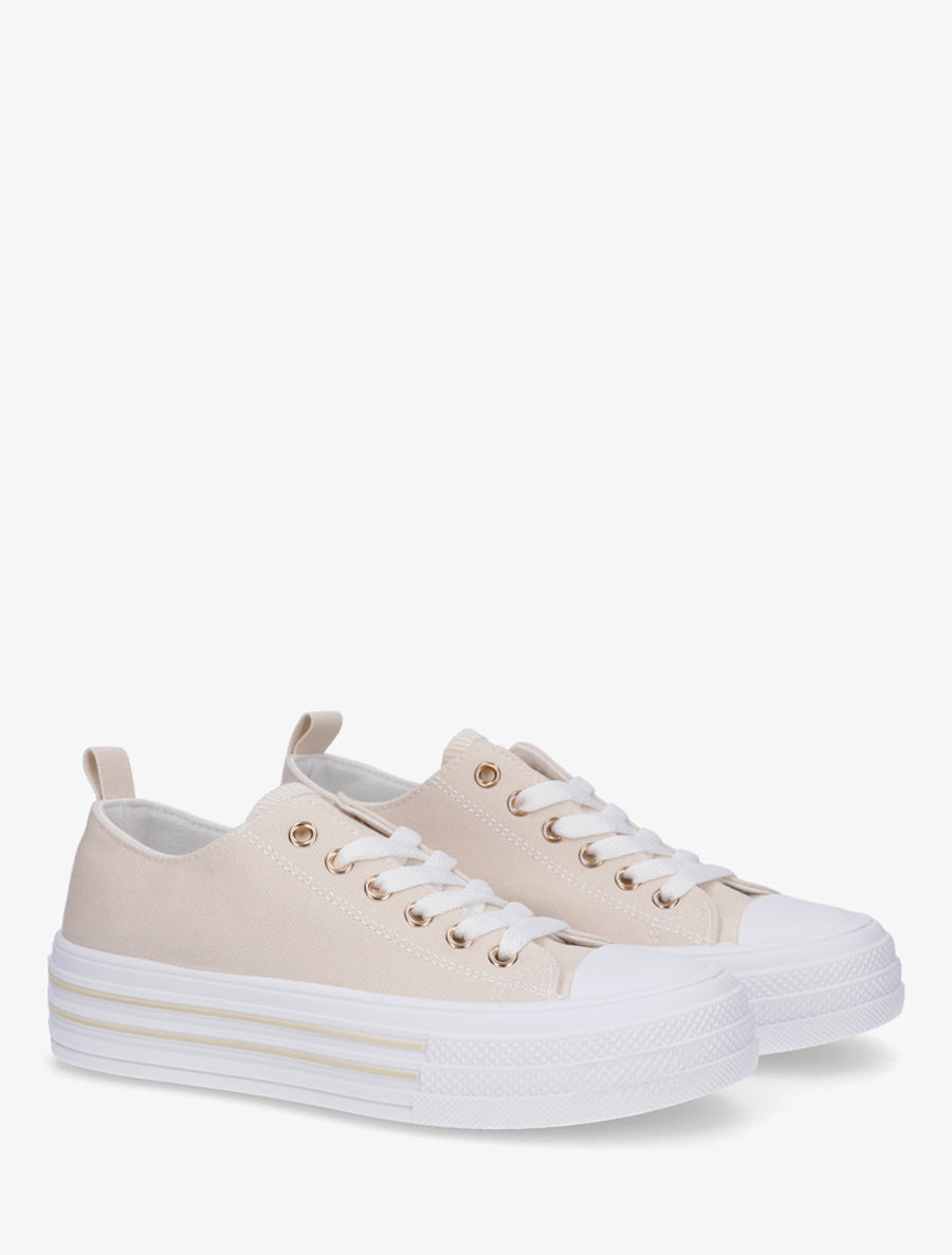 Tennis en toile à bout rond - Beige - 4