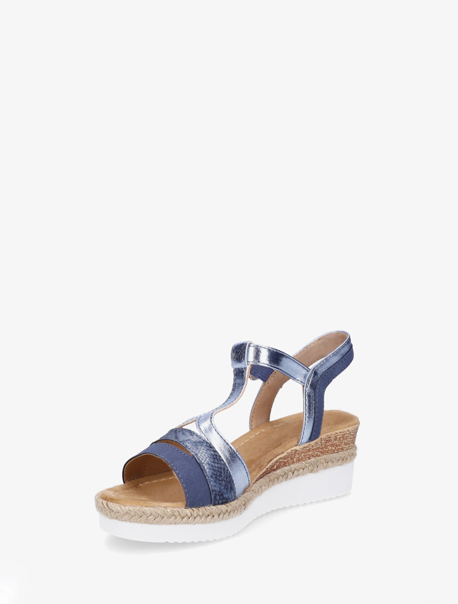 Sandales nacrées à bride en T fantaisie - Bleu - 3