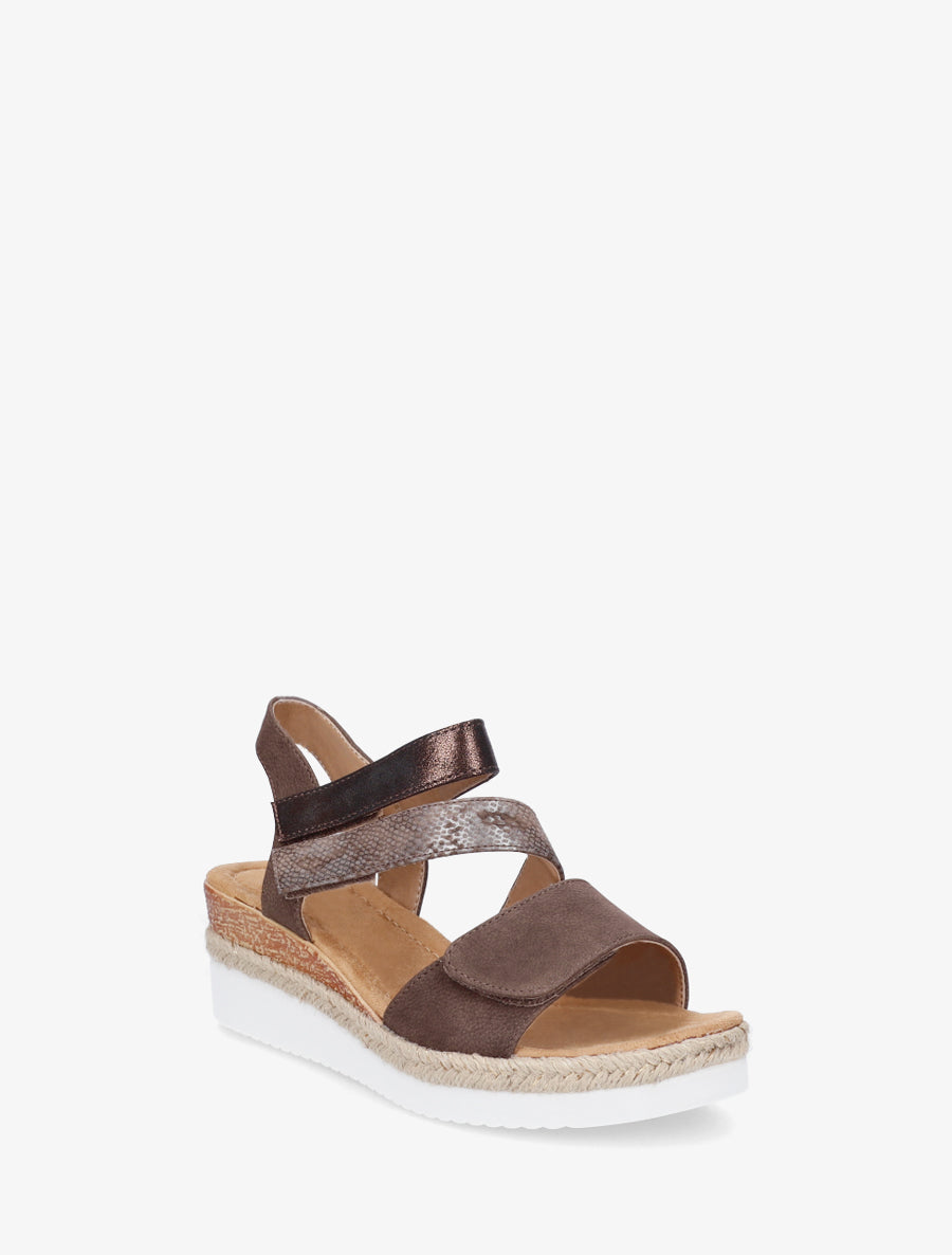 Sandales compensées à scratch - Marron - 2
