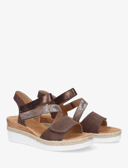 Sandales compensées à scratch - Marron - 4