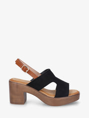 Sandales à talon à bride ajourée - Noir - 1