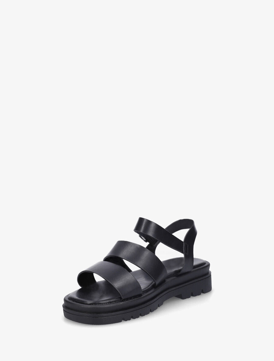 Sandales plates double brides en simili - Noir - 3