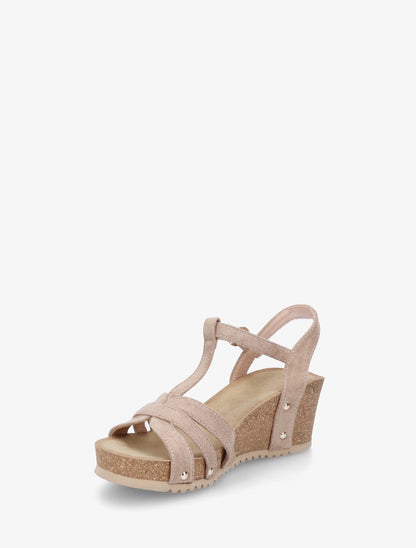 Sandales en suédine à bride en T - Taupe - 3