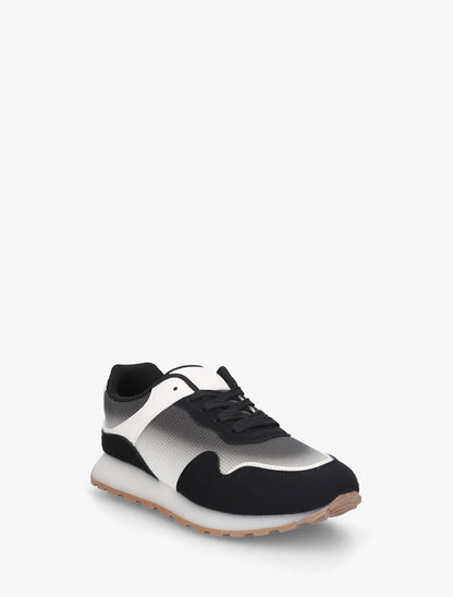 Sneakers bi-matière à semelle épaisse - Noir - 2