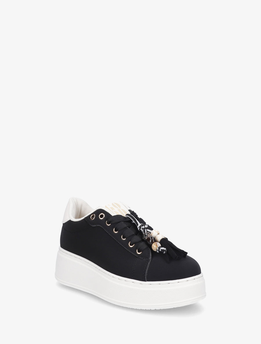 Sneakers en suédine à empiècement perles - Noir - 2