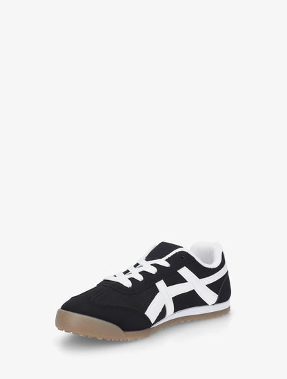 Baskets en tissu à empiècements simili - Noir - 3