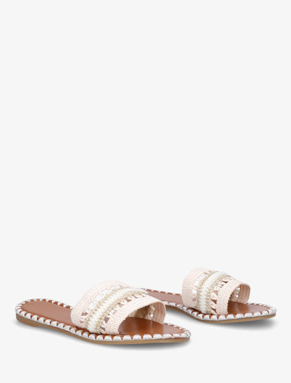 Claquette à semelle stylisée - Beige - 4