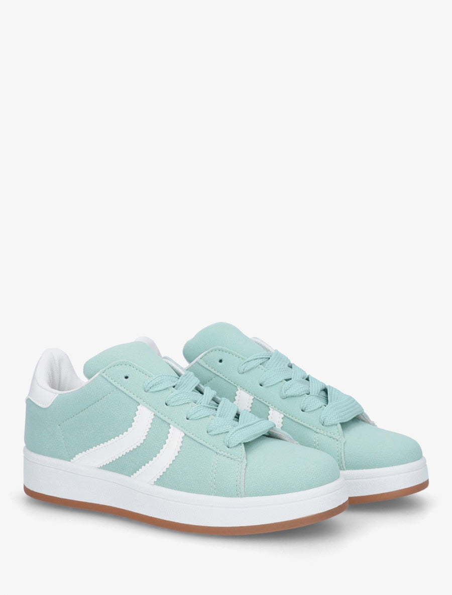 Baskets effet nubuck à bandes dentelées - Vert d&