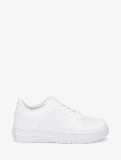 Baskets basiques en simili - Blanc - 1