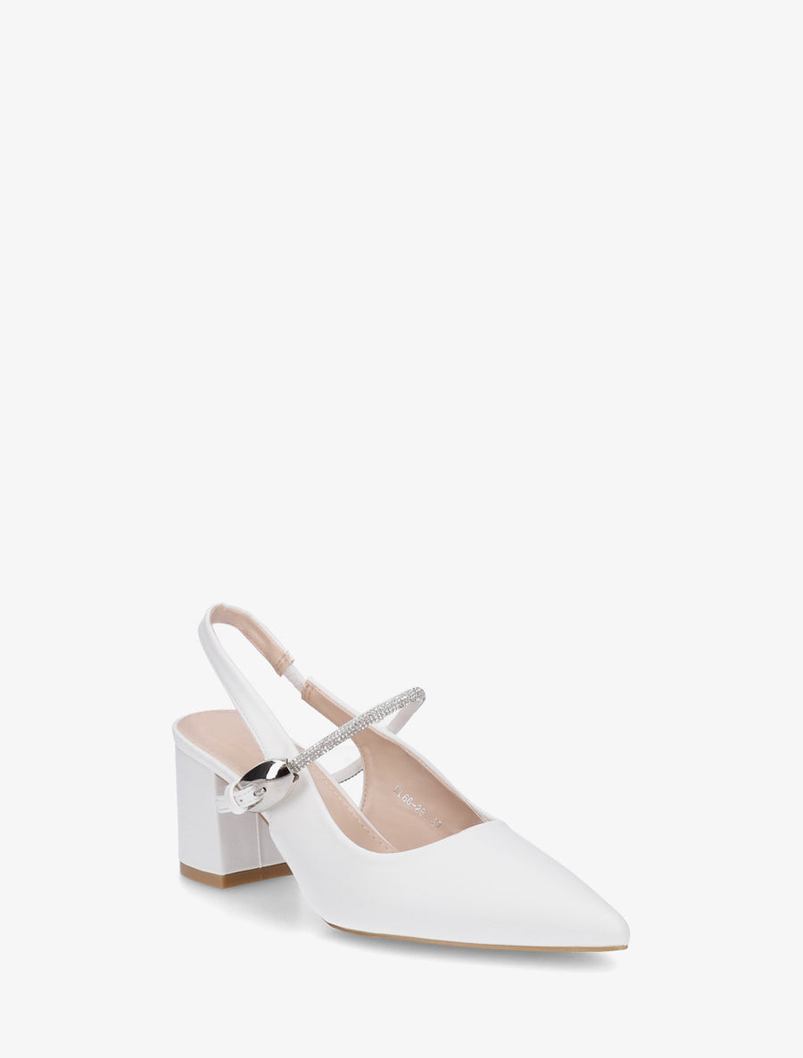 Escarpins unis à bride strassée - Blanc - 2