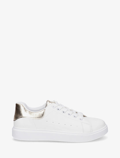 Sneakers basiques en simili - Or - 1