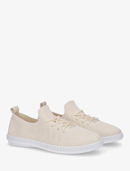 Tennis en tissu ajouré - Beige - 4