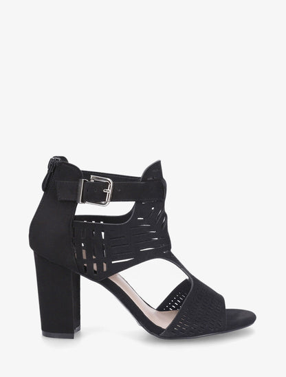 Sandales en suédine à talon - Noir - 5